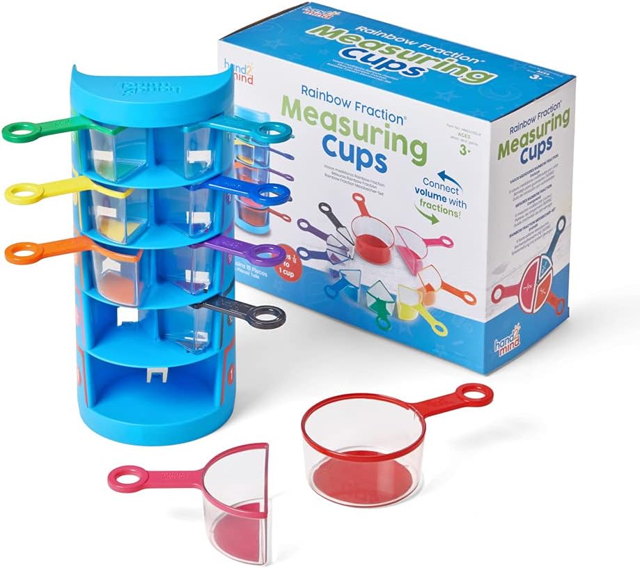 Rainbow Fraction Measuring Cups for teaching maths concepts