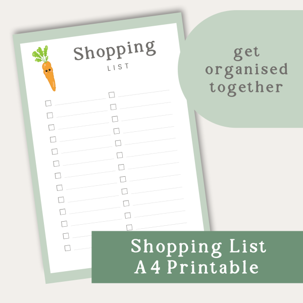 shopping list A4 Printable